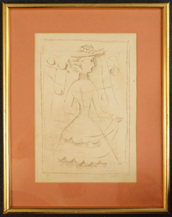 Massimo Campigli (1895-1971) Study of a standing woman, 13 x 9in.